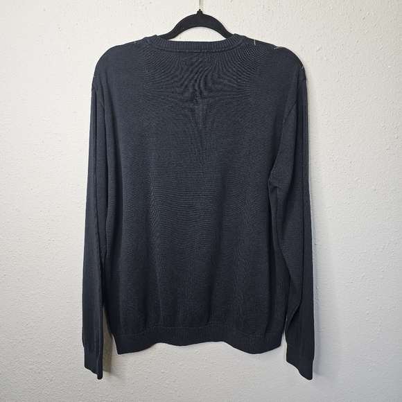 Tehama Silk Cashmere Blend Mens Argyle Sweater Size Large‎ Navy Blue V Neck - Picture 8 of 10